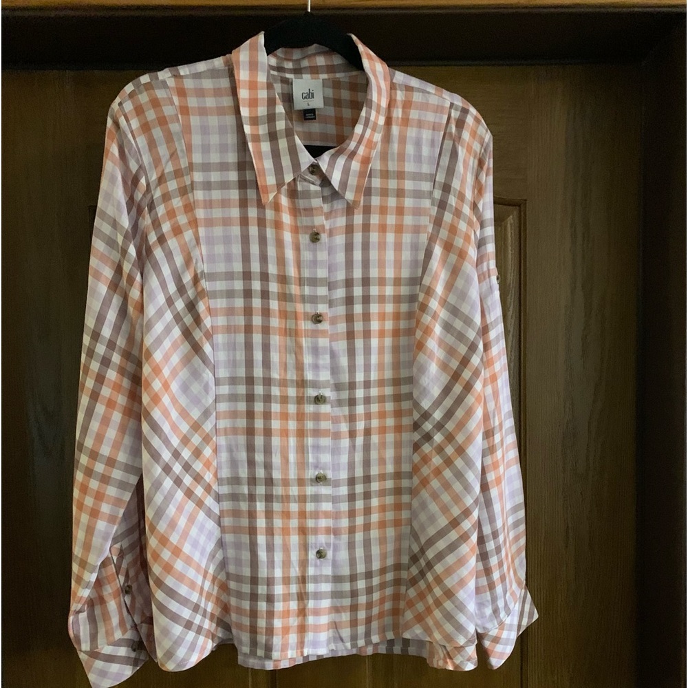 CAbi LEGACY CONTOURED SHIRT #4423 SZ LARGE IN PLAID